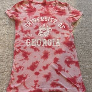 PINK University of Georgia Tie-Dye Women's Top With rhinestones